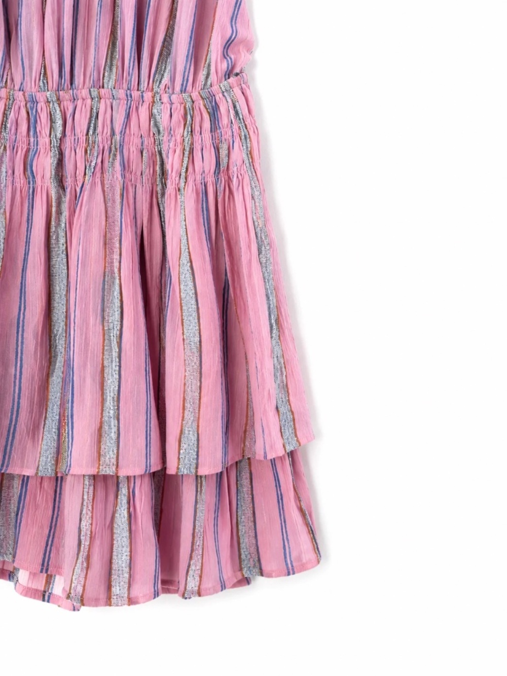 Day + Moon Pink Striped Halter Tiered Mini Dress Open Back – Size Small - Picture 2 of 5